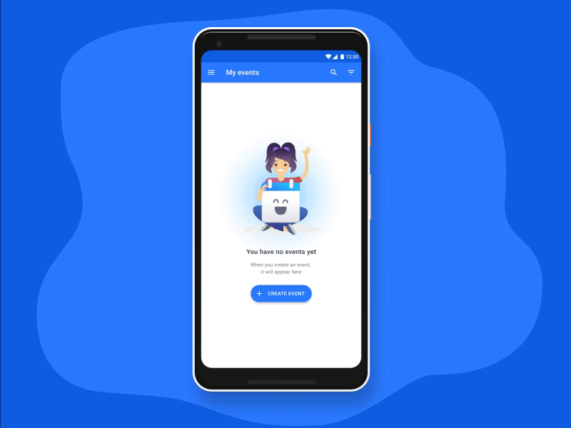 Empty state screen android animation calendar empty state events mobile