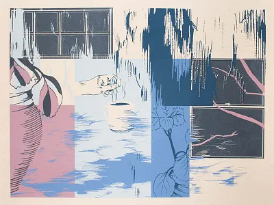 Rainy Sunday colour design illustration pattern poster print screenprint