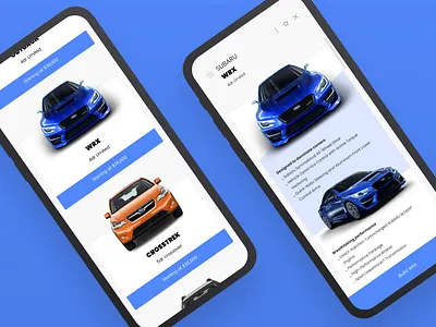 Car exploration app car interface phone subaru ui wrx
