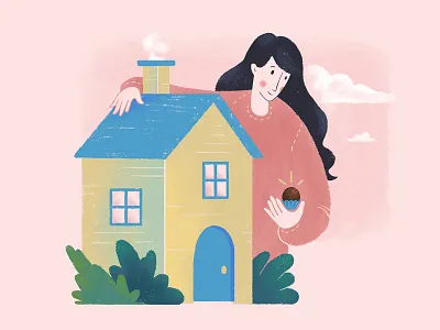 Magazine Ads illustration candy digital art editorial house minimal simple ui ux watercolor woman