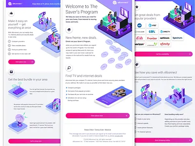 Allconnect Emails email homepage icons illustration landing page mockup user interface ux web design