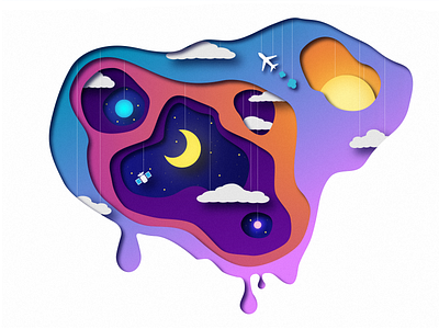 Dripping Twilight adobe illustrator debut illustration night sky twilight moon