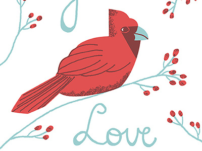 Red Cardinal Greeting Card birds cardinal digital drawing drawing greeting card greeting card design illustration letterpress letterpress printing love photoshop red