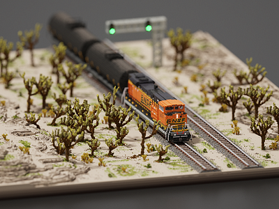 Little Train in the Desert cgart magicavoxel voxelart voxels