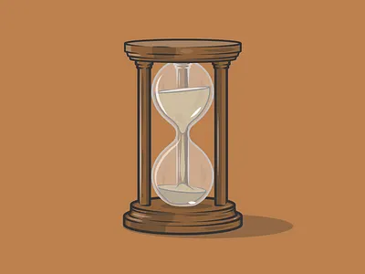 Tick tick tick clock dribbble flat glass hour icon illustration sand shot time vector wood