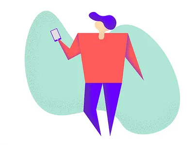 Character with a phone brush character illustration organic phone stroke