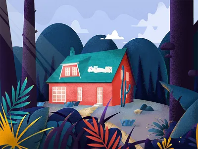 期盼主人回家的小猫咪~ 插画