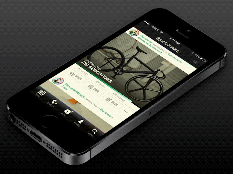 Wootocracy - Feed Animation animation mockup motion network product social ui ux wootocracy