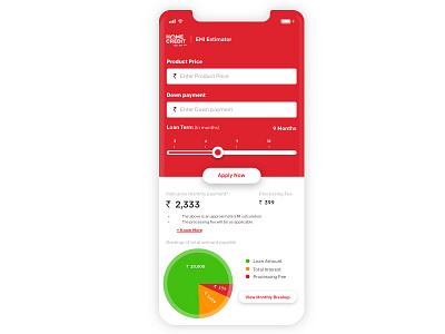 Emi Calculator apply for loan calculator design easy loan calculation emi calculator emi dashboard home credit emi calculator ios mobile app loan breakup mobile mobile app mobile app design sketchapp