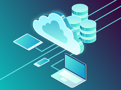 Legacy Integrations artwork box cloud data design graphic illustration isometric isometry laptop