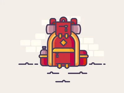 Big Backpack adventure backpack explore hiking icon illustration mountains outline sleeping bag travel trip