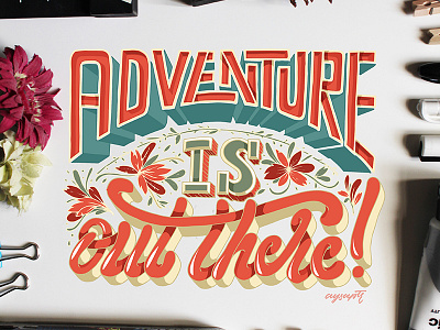 "Adventure is out there!" Hand Lettering brush lettering hand lettering lettering quotes typography