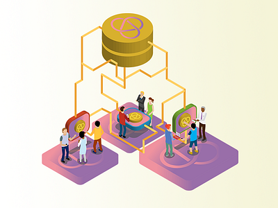 Dribbble Shots Isometric3 bitcoin blockchain boardroom corporate crypto ethereum flat interface isometric office people vector