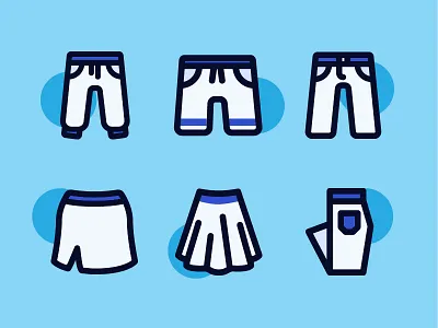 Fashion Icons 2 fashion line icons icon iconography icons illustration pants shorts skirt sweatpants trousers vector