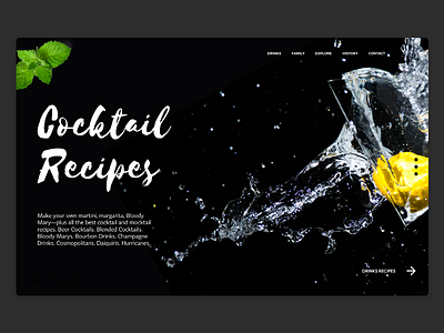 Cocktail Landing Page 2d app dailyui illustrator landing page photoshop ui uiux ux web adobe