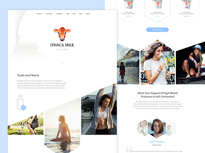 Ithaca Milk landing page ui web design