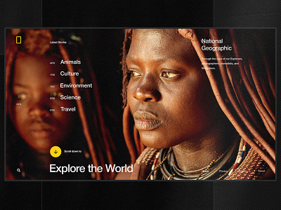 National Geographic animal animation black interaction minimal motion ui ux web