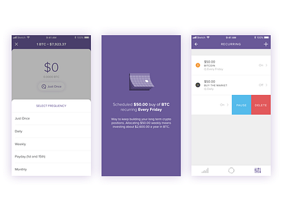Recurring Buys with Circle Invest bitcoin bottom sheet crypto invest ios mobile