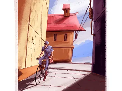 Mailman art background design brainpanstudio character design concept art dailydesignchallenge design digital art illustration plant