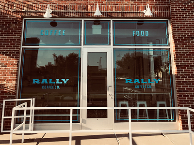 Rally Coffee Co. - Window Decals brand branding coffee custom type custom typeface custom typography design logo southwestern typography