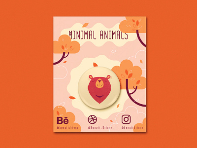 Pin button 3 animal cute goodies jungle lion minimalist pattern pin unicorn