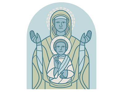 Mother and child church icon iconography illustration jesus mary mother religion vector