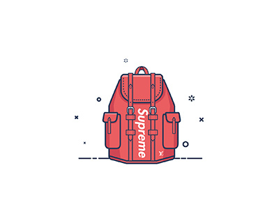 Supreme X louis vuitton Backpack graphic design icon icon design illustrator