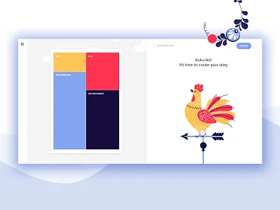 Kukoriko! Grimmz - Fairy-tale generator cock colorful fairy fairytale flowers illustration kingdom rooster stories story tale web