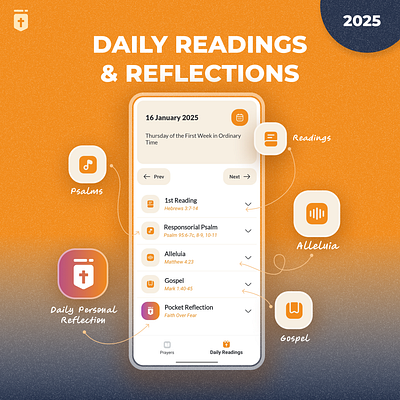 PocketPrayers Daily Gospel UI app catholic christ christianity daily gospel gospel jesus layout pocketprayers religion religious ui ux