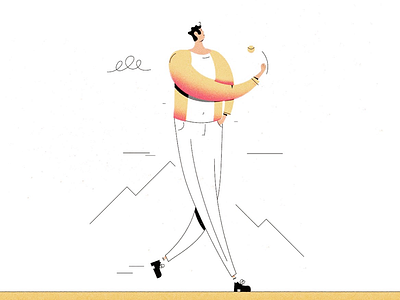 Tall man Doodle character gradient illustration illustrator line lines man outside person white yellow