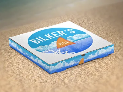 Bilker's Pizza beach branding logo photoshop pizza shark shore summer vector