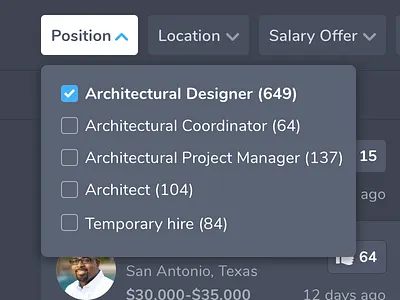 Dark Position Dropdown app dark dropdown flat job sketch ui user ux web