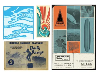 Coastal Cuts Moodboard barbershop beach logo modern negative space poster design summertime surf surfboard vintage badges vintage barber designs vintage design