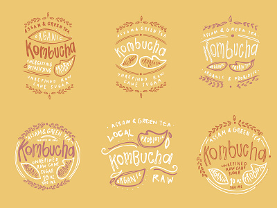 Kombucha bali brand branding drink handdrawn illustration kombucha logo packaging tea typography