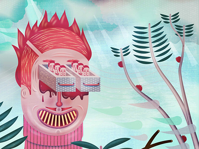 Tropical Malady art editorial face fire illustration magazine malady sky tropical vector