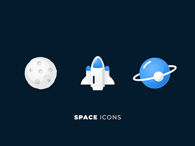 Space Icons Part One blue dribbble icon icons illustration moon planet space spacecraft