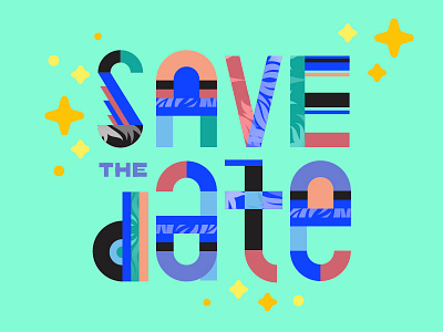 Save the Type black branding bright custom fun lettering mint stars type typography vector white
