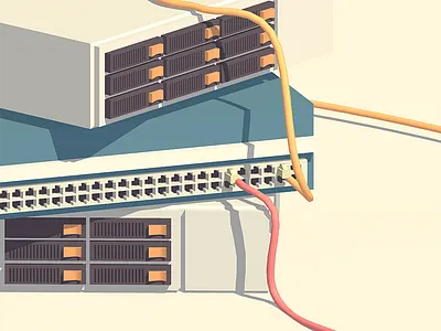 Close Up 3d computer electronics low poly