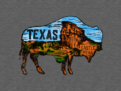 Texas | Castle Peak Tee apparel buffalo illustration outdoors sketch tee texas usa vintage west