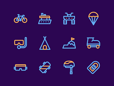 Adventure And Sport Icons adventure app button icon iconography iconset line ui user interface ux