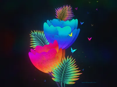 Happiness blooms from within-Digital Illustration art colourful digital art illustration flower gradient leaves nature photoshop vibrant