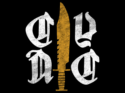 CYNC blackletter disctressed gothic initials knife