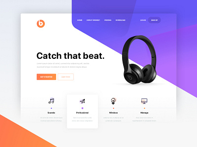 Daily Ui #003 Landing Page dailyui headphones intro landingpage music promotion usp usps webdesign