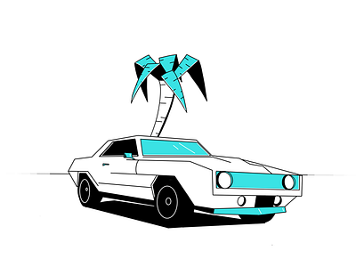 Camaro camaro car chevrolet illustration miami muscle car oldtimers palm retro transporation tree