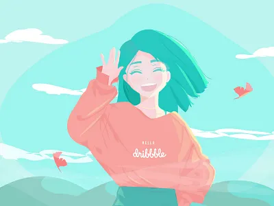 Hello dribbble debut hello dribbble illustration shot uxui vector art vector illustration