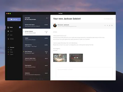 Lite Mail #MadeWithXD app desktop macos mail ui