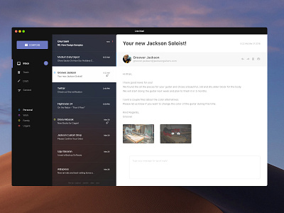 Lite Mail #MadeWithXD app desktop macos mail ui