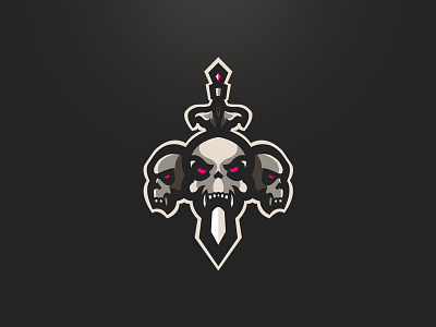 Three Skulls + Sword Mascot logo branding esports logo logo logos mascot skulls sports sword three