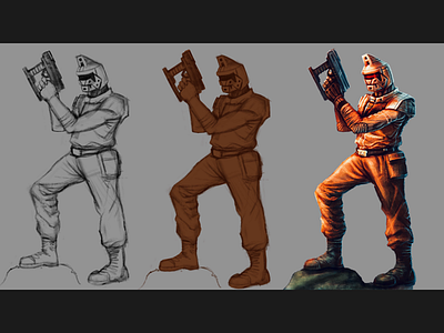 Soviet Trooper WIP 2d artwork cg character design computer graphic digital art procreate sketch soviet trooper ussr wip