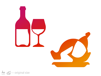 Bon appetit! chicken glyph gradient icon wine